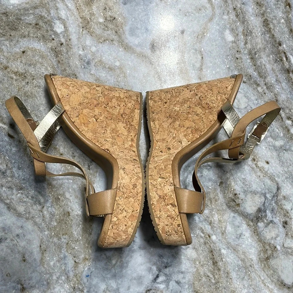 Jimmy Choo Leather and Kork Wedge Sandals Size 37.5 - Picture 6 of 14